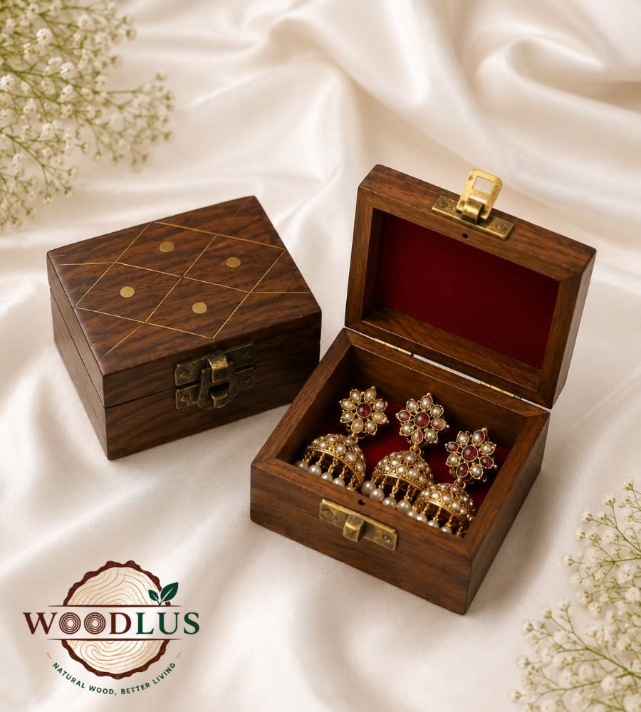 Compact Wooden Jewellery Gift Box